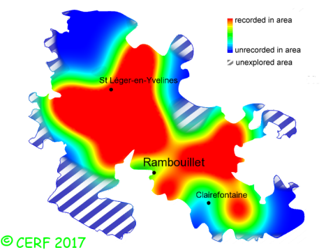 here should be the distribution map of Ganoderma applanatum in the forest of Rambouillet