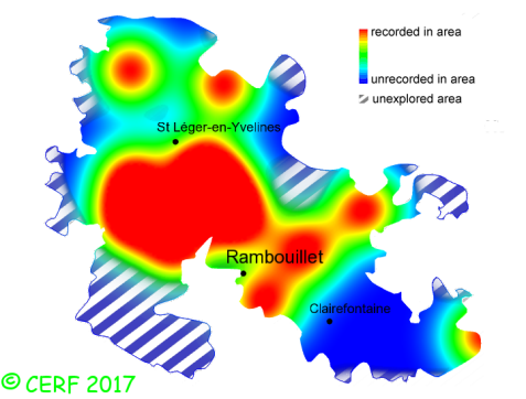 here should be the distribution map of Lacrymaria lacrymabunda in the forest of Rambouillet