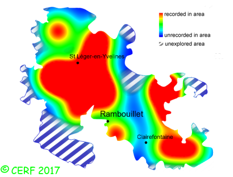 here should be the distribution map of Lepista flaccida in the forest of Rambouillet