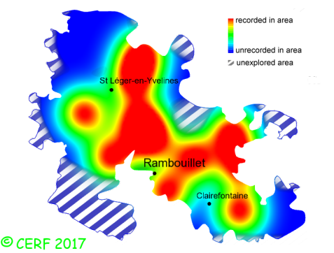 here should be the distribution map of Flammula alnicola in the forest of Rambouillet