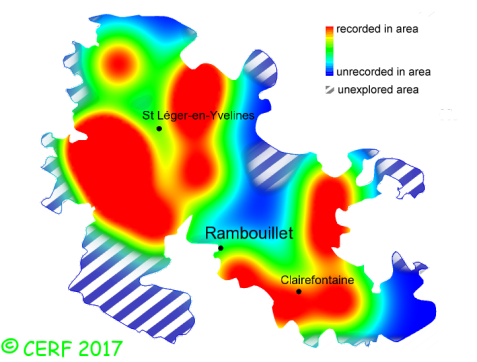 here should be the distribution map of Russula betularum in the forest of Rambouillet