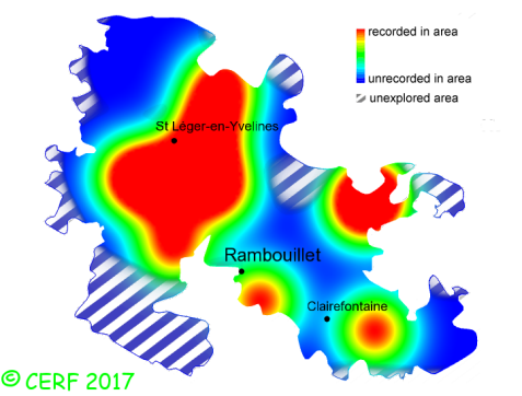 here should be the distribution map of Russula foetens in the forest of Rambouillet