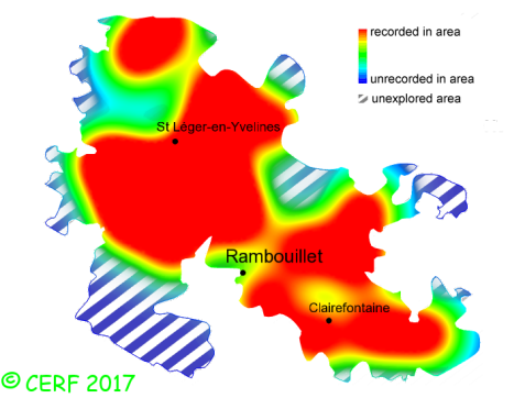 here should be the distribution map of Russula silvestris in the forest of Rambouillet